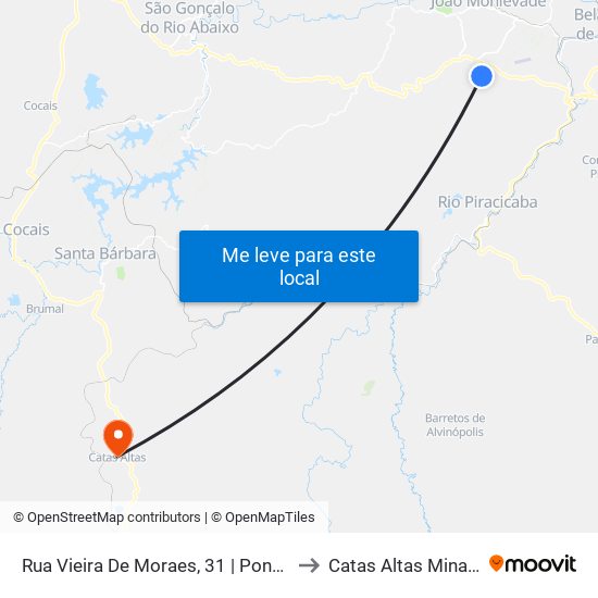 Rua Vieira De Moraes, 31 | Ponto Final Do Estrela D’Alva to Catas Altas Minas Gerais Brazil map