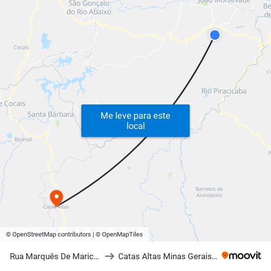 Rua Marquês De Maricá, 327 to Catas Altas Minas Gerais Brazil map