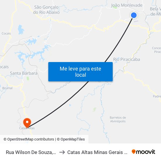 Rua Wilson De Souza, 678 to Catas Altas Minas Gerais Brazil map