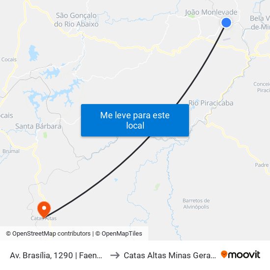 Av. Brasília, 1290 | Faenge Uemg to Catas Altas Minas Gerais Brazil map