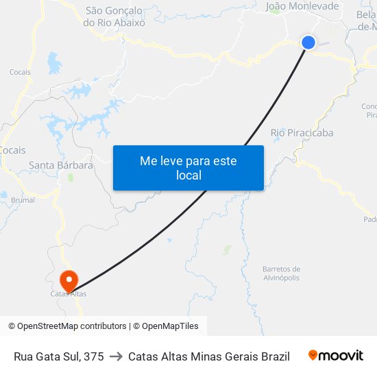 Rua Gata Sul, 375 to Catas Altas Minas Gerais Brazil map