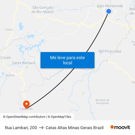 Rua Lambari, 200 to Catas Altas Minas Gerais Brazil map