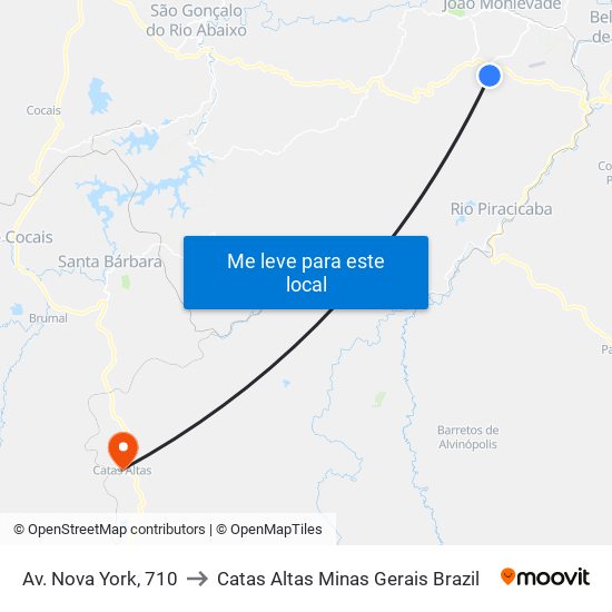Av. Nova York, 710 to Catas Altas Minas Gerais Brazil map