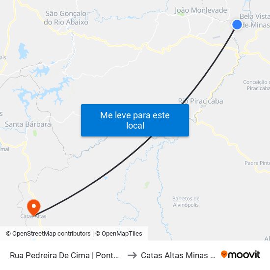 Rua Pedreira De Cima | Ponto Final Do Pedreira to Catas Altas Minas Gerais Brazil map