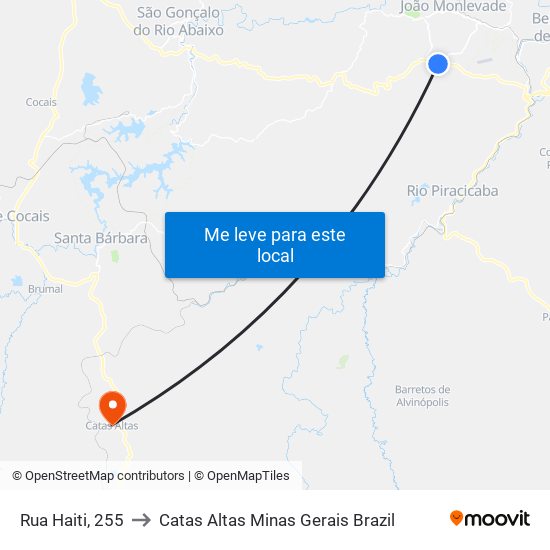 Rua Haiti, 255 to Catas Altas Minas Gerais Brazil map