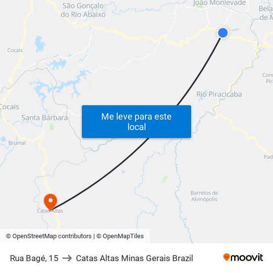 Rua Bagé, 15 to Catas Altas Minas Gerais Brazil map