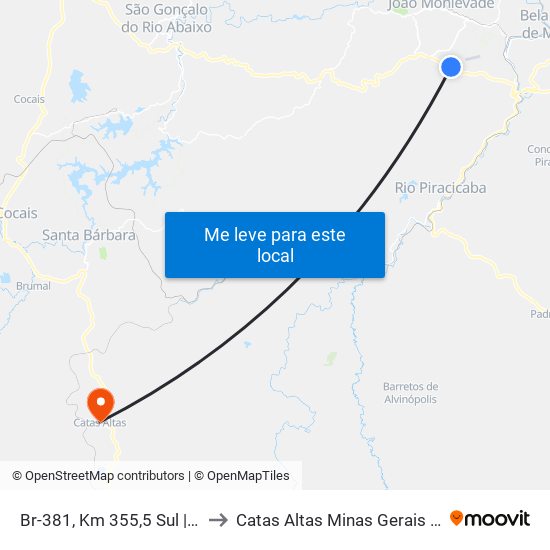 Br-381, Km 355,5 Sul | Abm to Catas Altas Minas Gerais Brazil map