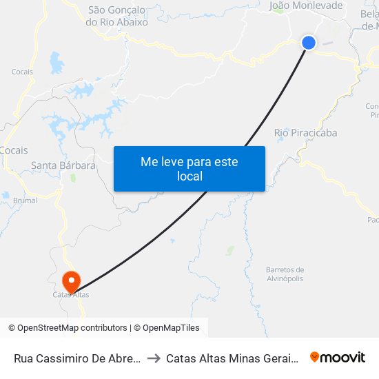 Rua Cassimiro De Abreu, 241 to Catas Altas Minas Gerais Brazil map