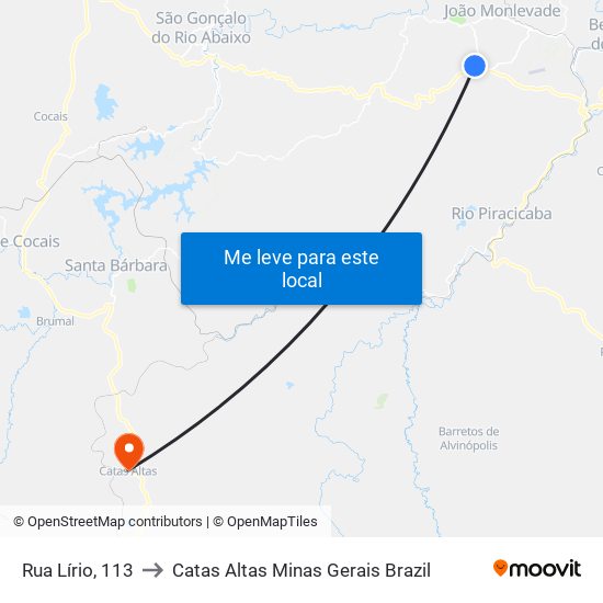 Rua Lírio, 113 to Catas Altas Minas Gerais Brazil map