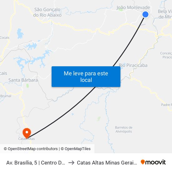 Av. Brasília, 5 | Centro De Lazer to Catas Altas Minas Gerais Brazil map