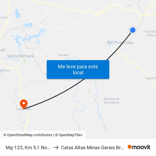 Mg-123, Km 5,1 Norte to Catas Altas Minas Gerais Brazil map