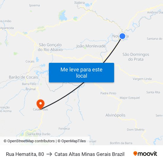 Rua Hematita, 80 to Catas Altas Minas Gerais Brazil map