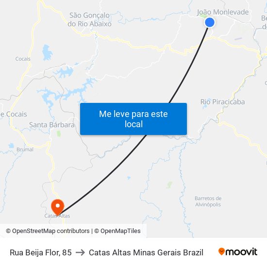 Rua Beija Flor, 85 to Catas Altas Minas Gerais Brazil map
