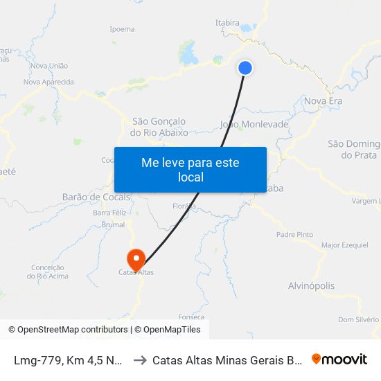 Lmg-779, Km 4,5 Norte to Catas Altas Minas Gerais Brazil map