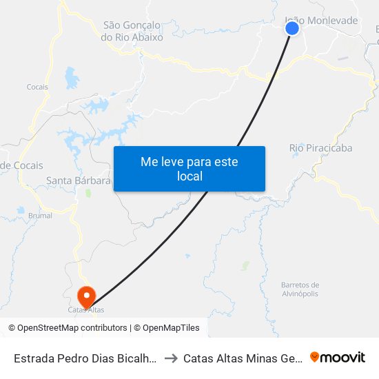 Estrada Pedro Dias Bicalho Filho, 141 to Catas Altas Minas Gerais Brazil map