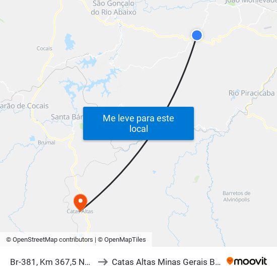 Br-381, Km 367,5 Norte to Catas Altas Minas Gerais Brazil map
