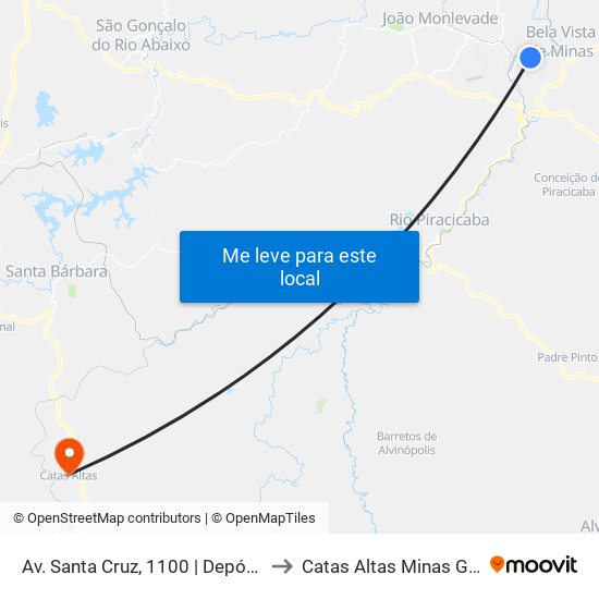Av. Santa Cruz, 1100 | Depósito De Carvão to Catas Altas Minas Gerais Brazil map