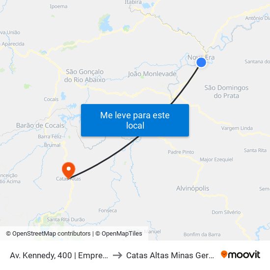 Av. Kennedy, 400 | Empresa Lopes to Catas Altas Minas Gerais Brazil map