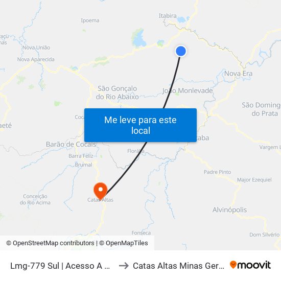 Lmg-779 Sul | Acesso A Canta Galo to Catas Altas Minas Gerais Brazil map