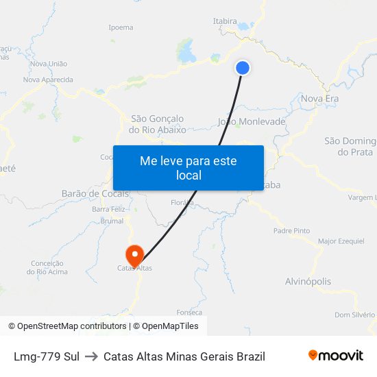 Lmg-779 Sul to Catas Altas Minas Gerais Brazil map