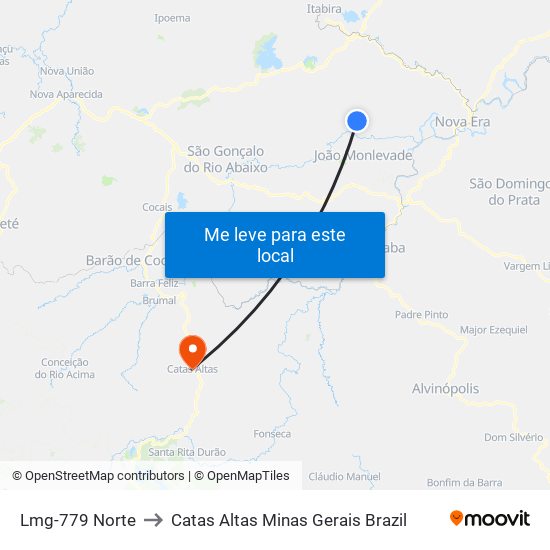 Lmg-779 Norte to Catas Altas Minas Gerais Brazil map