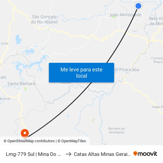 Lmg-779 Sul | Mina Do Andrade to Catas Altas Minas Gerais Brazil map