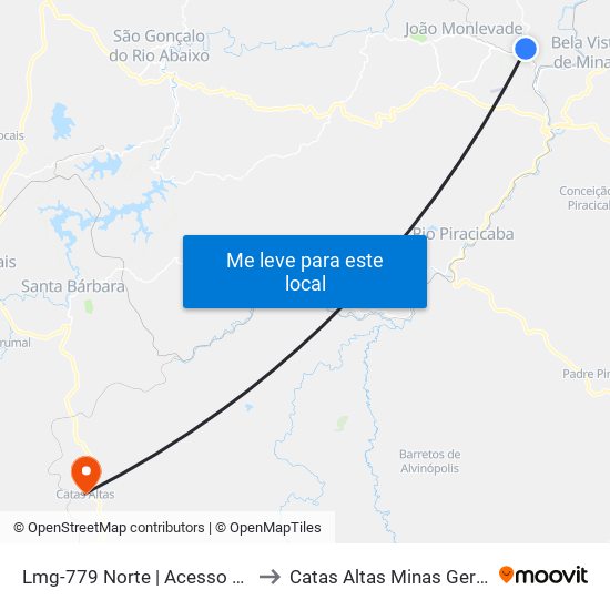 Lmg-779 Norte | Acesso À Pedreira to Catas Altas Minas Gerais Brazil map