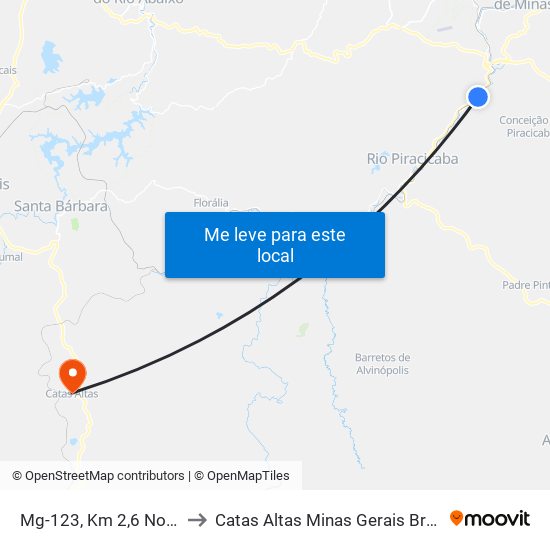 Mg-123, Km 2,6 Norte to Catas Altas Minas Gerais Brazil map