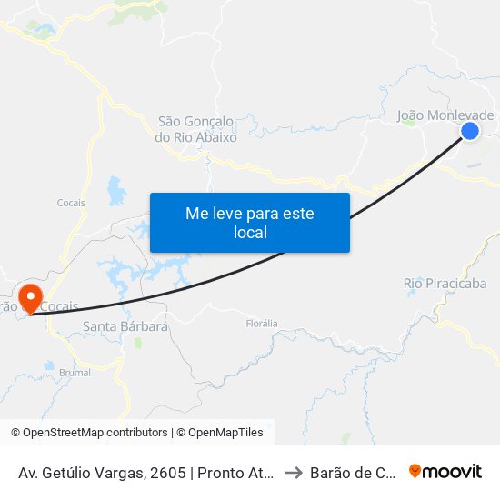 Av. Getúlio Vargas, 2605 | Pronto Atendimento to Barão de Cocais map