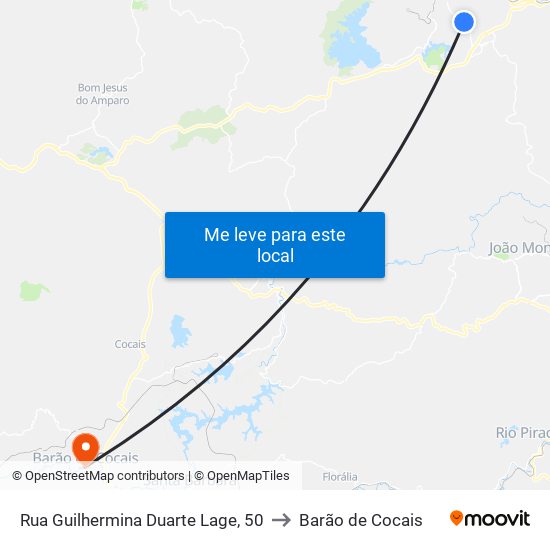 Rua Guilhermina Duarte Lage, 50 to Barão de Cocais map