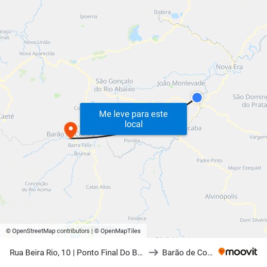 Rua Beira Rio, 10 | Ponto Final Do Beira Rio to Barão de Cocais map