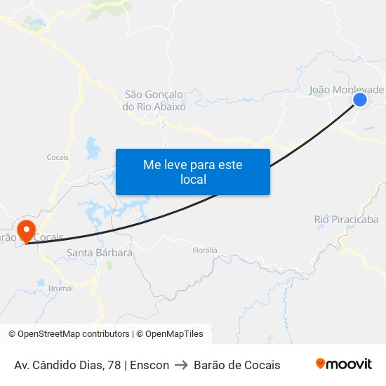 Av. Cândido Dias, 78 | Enscon to Barão de Cocais map