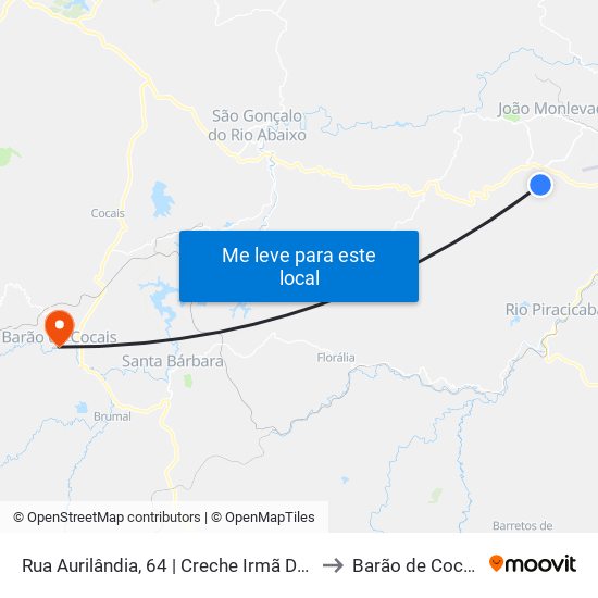 Rua Aurilândia, 64 | Creche Irmã Dulce to Barão de Cocais map
