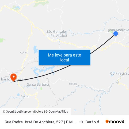 Rua Padre José De Anchieta, 527 | E.M. Cônego Higino De Freitas to Barão de Cocais map