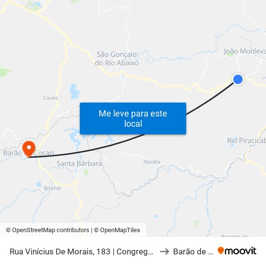Rua Vinícius De Morais, 183 | Congregação Cristã No Brasil to Barão de Cocais map
