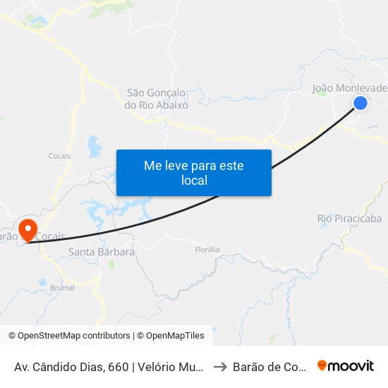 Av. Cândido Dias, 660 | Velório Municipal to Barão de Cocais map