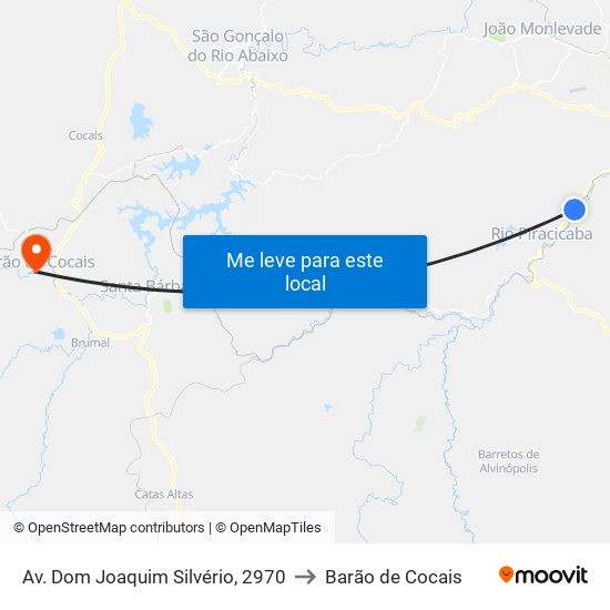 Av. Dom Joaquim Silvério, 2970 to Barão de Cocais map