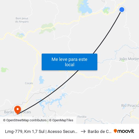 Lmg-779, Km 1,7 Sul | Acesso Secundário Ao C.D.I. to Barão de Cocais map