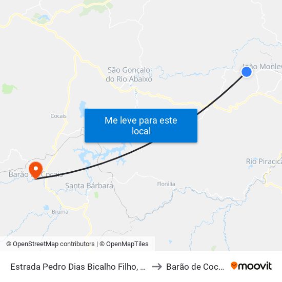 Estrada Pedro Dias Bicalho Filho, 400 to Barão de Cocais map