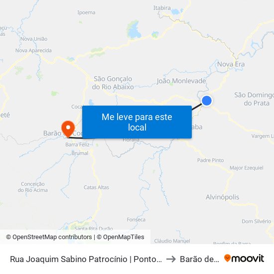 Rua Joaquim Sabino Patrocínio | Ponto Final Da Serra Do Egito to Barão de Cocais map