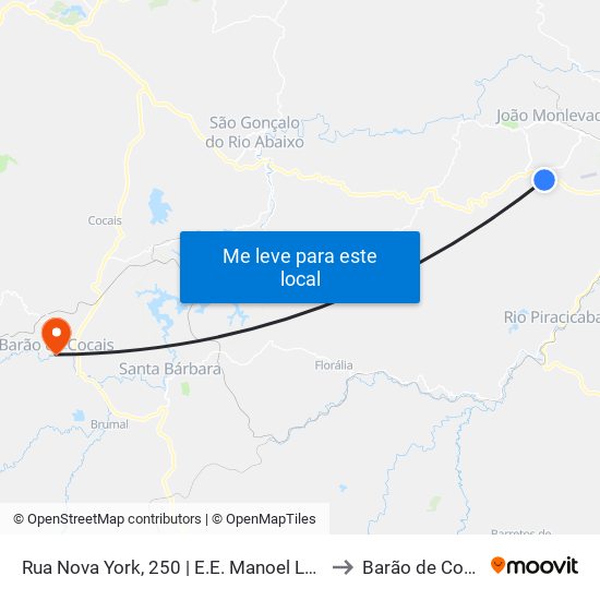 Rua Nova York, 250 | E.E. Manoel Loureiro to Barão de Cocais map