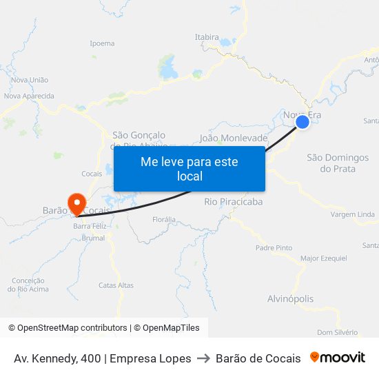 Av. Kennedy, 400 | Empresa Lopes to Barão de Cocais map