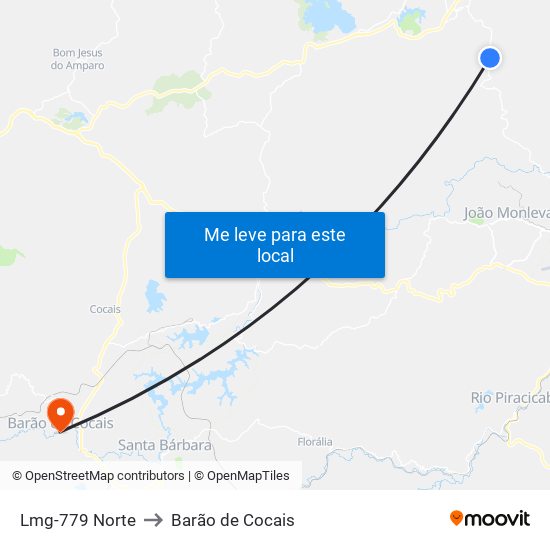 Lmg-779 Norte to Barão de Cocais map