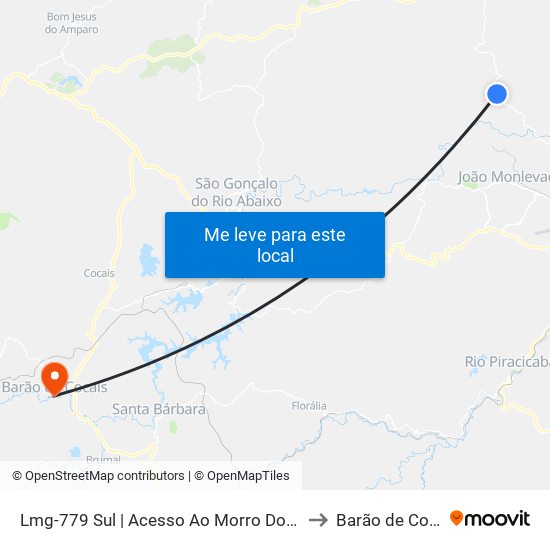 Lmg-779 Sul | Acesso Ao Morro Do Chapéu to Barão de Cocais map