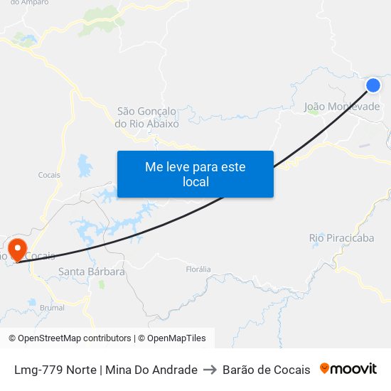 Lmg-779 Norte | Mina Do Andrade to Barão de Cocais map