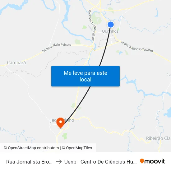 Rua Jornalista Erom Domingues, 389 to Uenp - Centro De Ciências Humanas E Da Educação Cche map