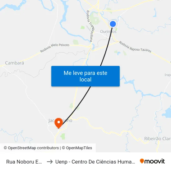 Rua Noboru Endo, 634-712 to Uenp - Centro De Ciências Humanas E Da Educação Cche map