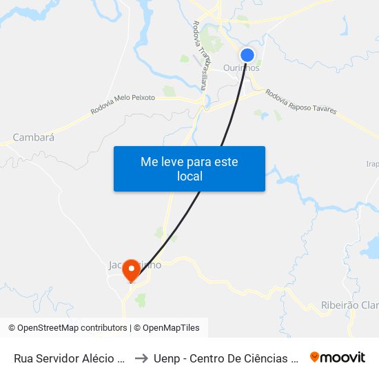 Rua Servidor Alécio De Souza Bitencourt, 60 to Uenp - Centro De Ciências Humanas E Da Educação Cche map