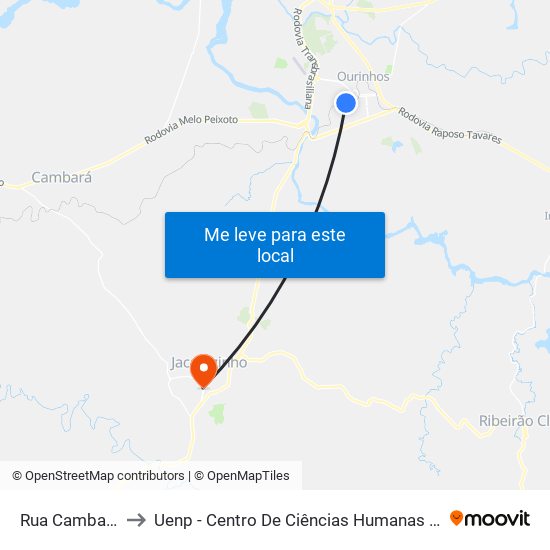 Rua Cambará, 1284 to Uenp - Centro De Ciências Humanas E Da Educação Cche map