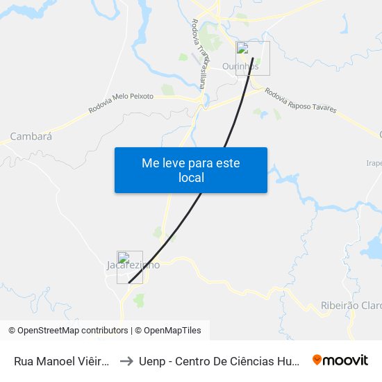 Rua Manoel Viêira Júnior, 670-726 to Uenp - Centro De Ciências Humanas E Da Educação Cche map